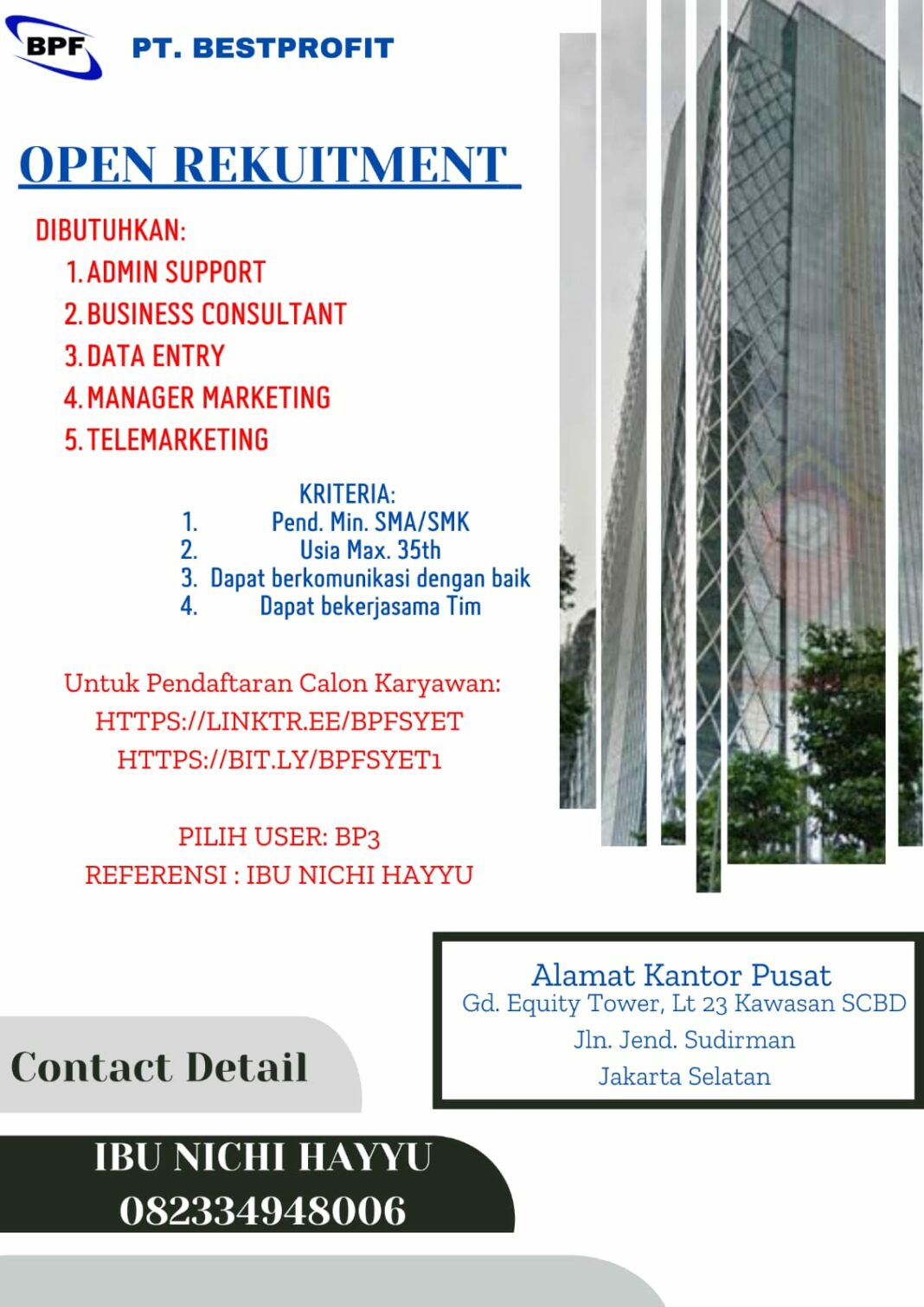 Lowongan Kerja PT Bestprofit Futures (“BPF”) Goletskerja