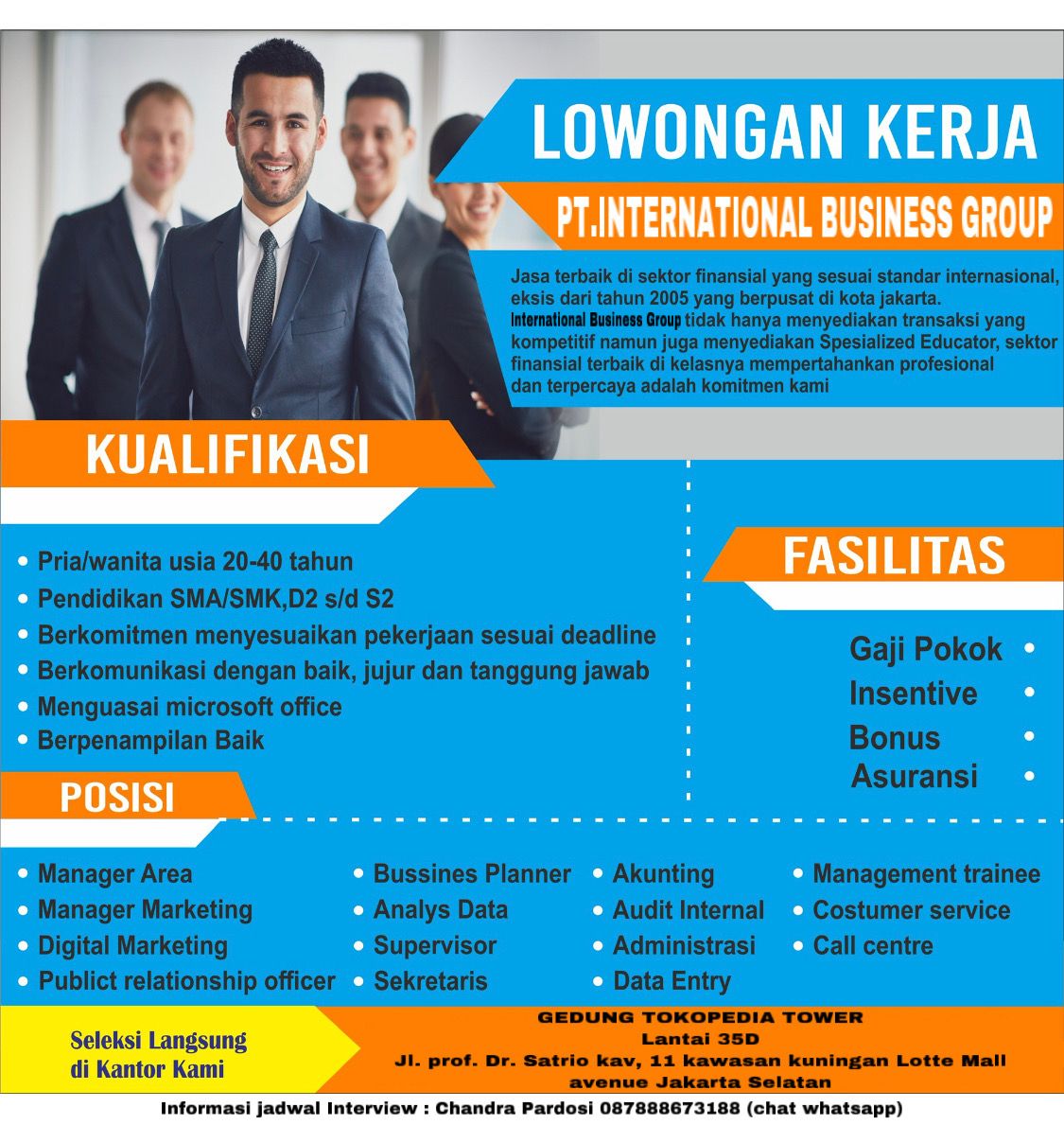 Lowongan Kerja PT International Business Group - Goletskerja.com